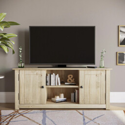 Vida Designs TV Unit Panama 2 Doors 1 Shelf Solid Pine Oak Stain L: 120cm - thumbnail 1