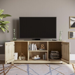 Vida Designs TV Unit Panama 2 Doors 1 Shelf Solid Pine Oak Stain L: 120cm - thumbnail 2