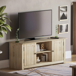Vida Designs TV Unit Panama 2 Doors 1 Shelf Solid Pine Oak Stain L: 120cm - thumbnail 4