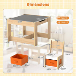 Wooden Activity Table with 2 Seats and Detachable Dual-Sided Tabletop-Natural - thumbnail 7