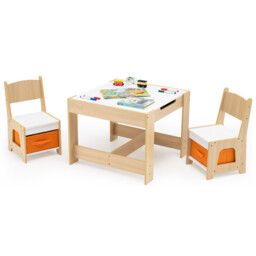 Wooden Activity Table with 2 Seats and Detachable Dual-Sided Tabletop-Natural - thumbnail 2