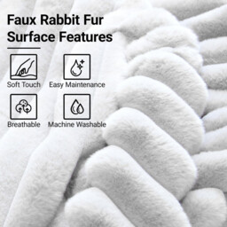 Round Footstool Bean Bag, Faux Fur Pouffe with Foam Chunk Filling, Pouf Ottoman Stuffed Round for Foot Rest, Dressing Table Stool, 38x50 cm Footstool for Couch and living room, White - thumbnail 4