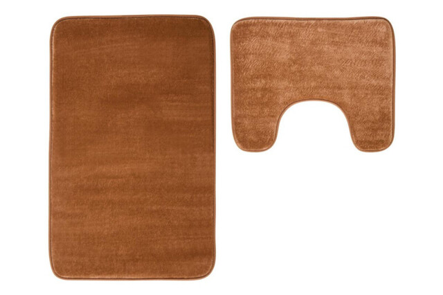 Maison by Premier Bath Mat & Pedestal Set Soak Microfibre Plush Camel 50x80cm - image 1