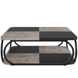 LANTINE Square Coffee Table for Living Room, 100 x 100 x 50 cm, Living Room Table, Wood, Industrial Coffee Table for Living Room, Black Rustic Grey - thumbnail 2