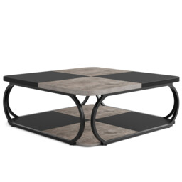 LANTINE Square Coffee Table for Living Room, 100 x 100 x 50 cm, Living Room Table, Wood, Industrial Coffee Table for Living Room, Black Rustic Grey - thumbnail 3