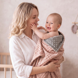 Benarita Minky Dot Baby Blanket, 75×100cm, 1 Pack, Pink Colorblock Grey, 3D Raised Dots Soothing, Thick Plush Heat Retention, Fall Winter Essential Anti-Startle, Suitable for Newborn Sleep Soothing and Car Seat Pad - thumbnail 2