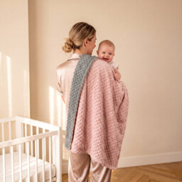 Benarita Minky Dot Baby Blanket, 75×100cm, 1 Pack, Pink Colorblock Grey, 3D Raised Dots Soothing, Thick Plush Heat Retention, Fall Winter Essential Anti-Startle, Suitable for Newborn Sleep Soothing and Car Seat Pad - thumbnail 6