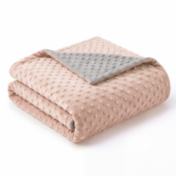 Benarita Minky Dot Baby Blanket, 75×100cm, 1 Pack, Pink Colorblock Grey, 3D Raised Dots Soothing, Thick Plush Heat Retention, Fall Winter Essential Anti-Startle, Suitable for Newborn Sleep Soothing and Car Seat Pad