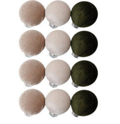 Marrybox Christmas Baubles Mink/Champagne/Emerald 12pcs