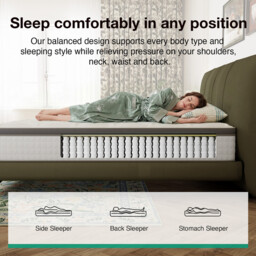 Novilla 25cm Medium Firm Hybrid Mattress -2FT6 Small Single (75x190cm) - UK Pocket Sprung & Foam for Support & Comfort, Soft-Touch Cover, Mattress in a Box - thumbnail 3