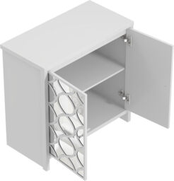 Galano Iris 2 Door Sideboard – Storage Cabinet for Living Room & Kitchen – Space Saving Side Unit with Arylic Mirror Doors, Modern Side Board Organizer - White - thumbnail 1