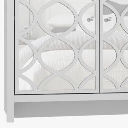 Galano Iris 2 Door Sideboard – Storage Cabinet for Living Room & Kitchen – Space Saving Side Unit with Arylic Mirror Doors, Modern Side Board Organizer - White - thumbnail 3