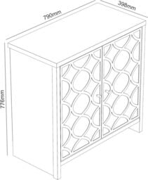 Galano Iris 2 Door Sideboard – Storage Cabinet for Living Room & Kitchen – Space Saving Side Unit with Arylic Mirror Doors, Modern Side Board Organizer - White - thumbnail 2