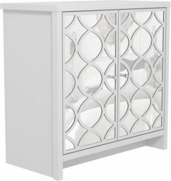 Galano Iris 2 Door Sideboard – Storage Cabinet for Living Room & Kitchen – Space Saving Side Unit with Arylic Mirror Doors, Modern Side Board Organizer - White - thumbnail 6