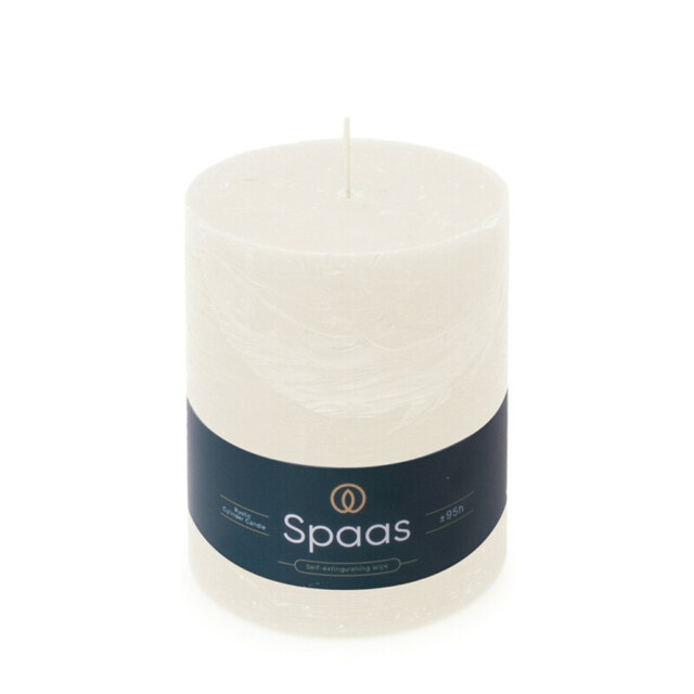 Spaas Pillar Candle Rustic Unscented White D:10xH:13cm - image 1
