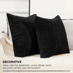 Deconovo Velvet cushion cover black color 45*45cm 1pc - thumbnail 3