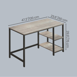 Ochama Office Desk, Computer Desk, 120 x 60 x 76 cm, Industrial Table for Study, Greige and Black - thumbnail 5
