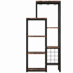 LANTINE Wine Rack, Freestanding Base, 5-Tier Wine Baker Rack with Glass Holder & Wine Storage, Industrial Wine Rack, Wine Bar Cabinet, for Bar, Kitchen, Dining Room (Rustic Brown, 1 Piece) - thumbnail 7