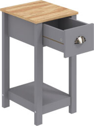 Galano Lilly Bedside Table - Slim Side Table with Storage, Organizer and Cabinet for Bedroom, Hallway or Entryway – Cool Grey/Beaufort Oak - thumbnail 7