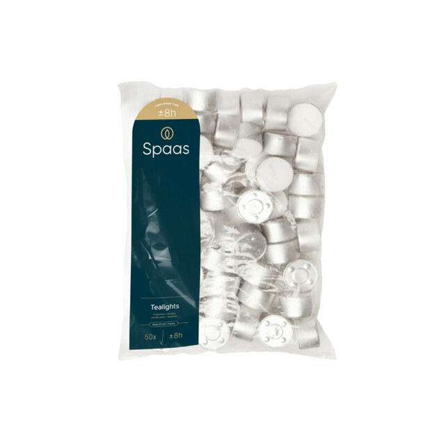 Spaas Tealights 8h Burn Time Unscented White 50 Pcs - image 1