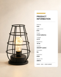 Mohheds Retro Wine Lantern Iron LED Night Light Battery Powered Table Decor Lamp Home Bedroom Wedding Holiday Birthday Gift - thumbnail 4