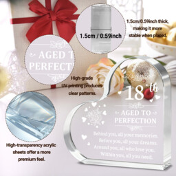 "Alphynix 1pc 18th Birthday Crystal Heart, ""AGED TO PERFECTION"" Keepsake with Full Blessing Poem, Memorial Gift for 18th Birthday Celebration" - thumbnail 4