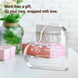 "Alphynix 1pc 18th Birthday Crystal Heart, ""AGED TO PERFECTION"" Keepsake with Full Blessing Poem, Memorial Gift for 18th Birthday Celebration" - thumbnail 6