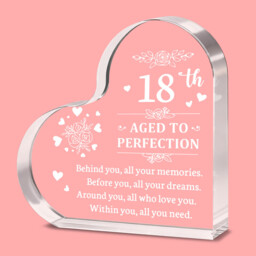"Alphynix 1pc 18th Birthday Crystal Heart, ""AGED TO PERFECTION"" Keepsake with Full Blessing Poem, Memorial Gift for 18th Birthday Celebration" - thumbnail 1
