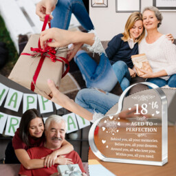 "Alphynix 1pc 18th Birthday Crystal Heart, ""AGED TO PERFECTION"" Keepsake with Full Blessing Poem, Memorial Gift for 18th Birthday Celebration" - thumbnail 2