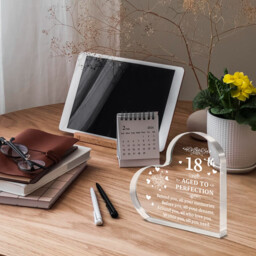 "Alphynix 1pc 18th Birthday Crystal Heart, ""AGED TO PERFECTION"" Keepsake with Full Blessing Poem, Memorial Gift for 18th Birthday Celebration" - thumbnail 3