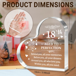 "Alphynix 1pc 18th Birthday Crystal Heart, ""AGED TO PERFECTION"" Keepsake with Full Blessing Poem, Memorial Gift for 18th Birthday Celebration" - thumbnail 5