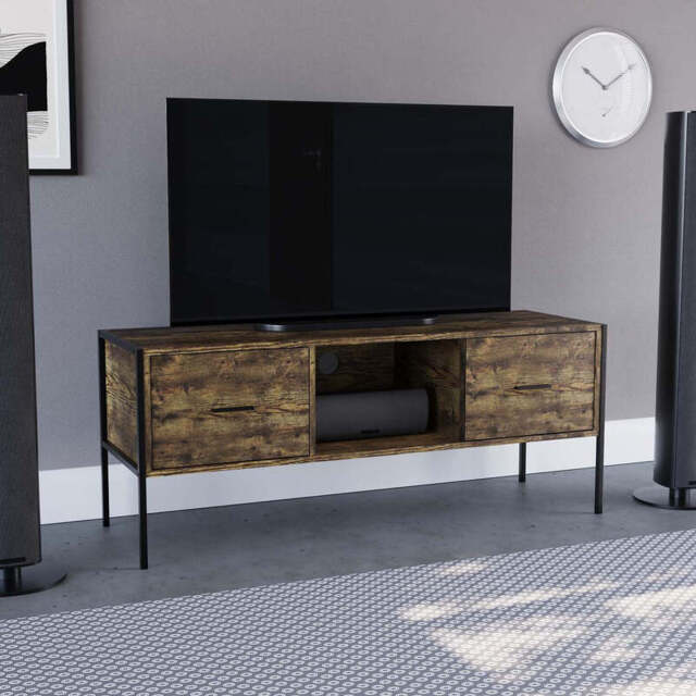 Vida Designs TV Unit Brooklyn 2 Drawers Rustic Brown/Black L:123cm - image 1