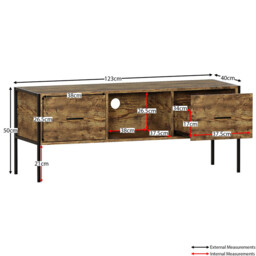 Vida Designs TV Unit Brooklyn 2 Drawers Rustic Brown/Black L:123cm - thumbnail 2