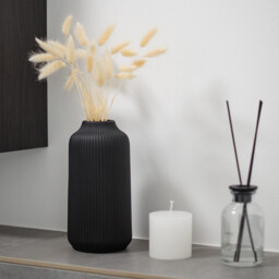 1Pc 8.26in/21cm Ceramic Vase with Rills - for Pampas Grass as Boho Decor, Small Vase Black Matt Flowers, Home Decor for Fresh Flowers, Dry Flowers, Dining Table, Office - thumbnail 7