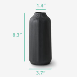 1Pc 8.26in/21cm Ceramic Vase with Rills - for Pampas Grass as Boho Decor, Small Vase Black Matt Flowers, Home Decor for Fresh Flowers, Dry Flowers, Dining Table, Office - thumbnail 2