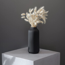 1Pc 8.26in/21cm Ceramic Vase with Rills - for Pampas Grass as Boho Decor, Small Vase Black Matt Flowers, Home Decor for Fresh Flowers, Dry Flowers, Dining Table, Office - thumbnail 1