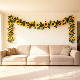 Wei's Moment Pack of 3 Artificial Sunflowers Garland, 7.38FT Flower Garland, Sunflower Garland, Fake Sunflower Vine, Artificial Flowers, Garland, Silk Flowers, Hanging for Home, Wedding, Party Decoration - thumbnail 4