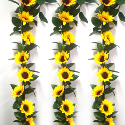 Wei's Moment Pack of 3 Artificial Sunflowers Garland, 7.38FT Flower Garland, Sunflower Garland, Fake Sunflower Vine, Artificial Flowers, Garland, Silk Flowers, Hanging for Home, Wedding, Party Decoration - thumbnail 6