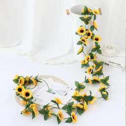 Wei's Moment Pack of 3 Artificial Sunflowers Garland, 7.38FT Flower Garland, Sunflower Garland, Fake Sunflower Vine, Artificial Flowers, Garland, Silk Flowers, Hanging for Home, Wedding, Party Decoration - thumbnail 1