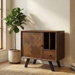 Sideboard Nevada Parquet Walnut/Black Small - thumbnail 1