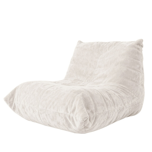 URBAN MEUBLE Luxury Silver Thread Chenille Bean Bag Lazy Sofa Beige 90x100x80cm - image 1