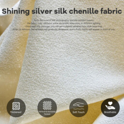 URBAN MEUBLE Luxury Silver Thread Chenille Bean Bag Lazy Sofa Beige 90x100x80cm - thumbnail 3