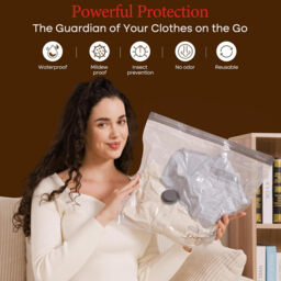 HOMOH Vacuum Bags for Clothes with Wireless Vacuum Pump, Pack of 15 (5 x 40 x 50 cm, 5 x 40 x 60 cm, 5 x 50 x 60 cm), Reusable Vacuum Bags for Travel, Duvets, Moving, Bed Linen - thumbnail 5