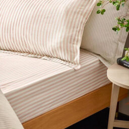 Yard Pillowcase Pair Hebden Stripe Reversible 100% Cotton Blush - thumbnail 2