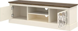 "Galano Sufly 2-Door TV Unit – Entertainment Centre for TVs up to 55"" – Storage Cabinet and Media Console for Living Room – Ivory/Oak Finish" - thumbnail 4