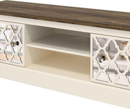 "Galano Sufly 2-Door TV Unit – Entertainment Centre for TVs up to 55"" – Storage Cabinet and Media Console for Living Room – Ivory/Oak Finish" - thumbnail 6