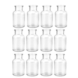 12pcs/10.5cm 4.1in Small Glass Vases, Pack of 12 Mini Glass Vases, 125ml Small Bottles with Jute Cord, Flower Vase, Table Vases, for Table, Decoration, Centrepieces, Home, Birthdays, Festivals - thumbnail 1