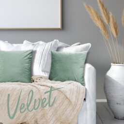Deconovo Dutch Velvet cushion cover light green color 45*45cm 1pc - thumbnail 3