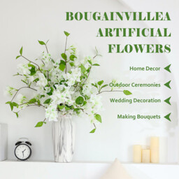 5PCS 29.52in/74.98cm Bougainvillea Artificial Flowers Fake Bougainvillea Branches Faux Flowers Vines for Home，Garden，Wedding，Party，Indoor and Outdoor，Floral Arrangement and DIY Decor(white) - thumbnail 3