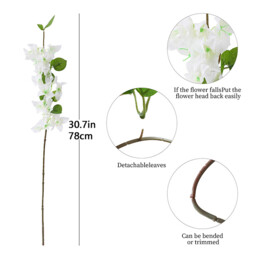 5PCS 29.52in/74.98cm Bougainvillea Artificial Flowers Fake Bougainvillea Branches Faux Flowers Vines for Home，Garden，Wedding，Party，Indoor and Outdoor，Floral Arrangement and DIY Decor(white) - thumbnail 4